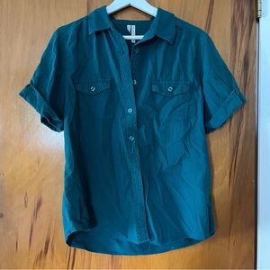 White Stag Button Up Linen Teal Shirt